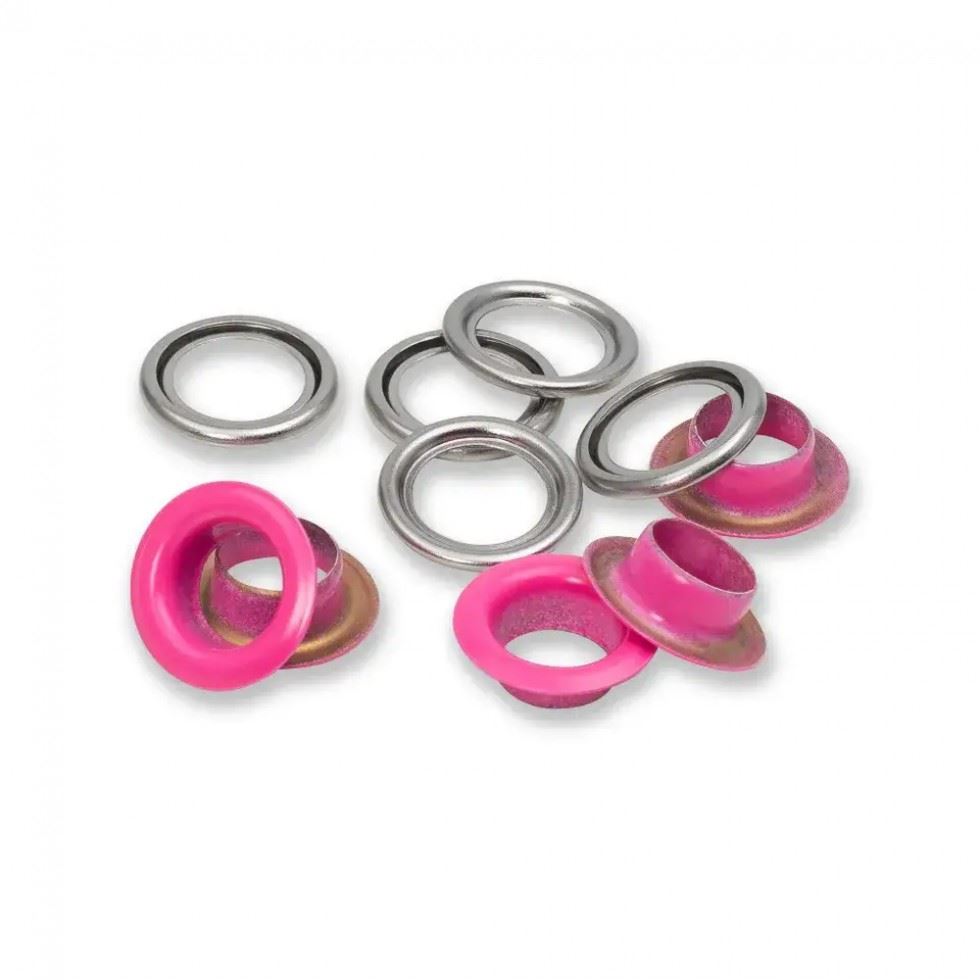 Prym Metal Eyelets with Washers Pink
 