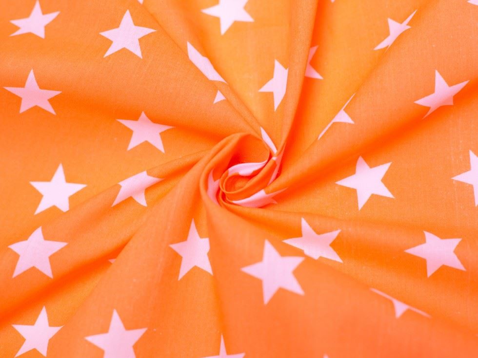 Minerva Core Range Orange Printed Polycotton Fabric