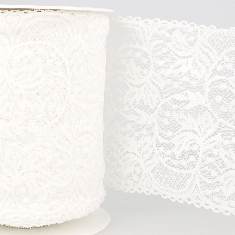 Stephanoise White Stretch Lace Trim