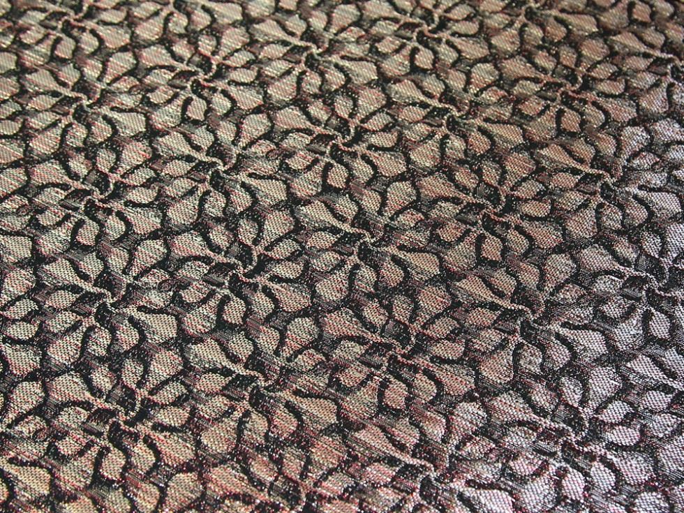 Red Deadstock Metallic Woven Brocade Fabric