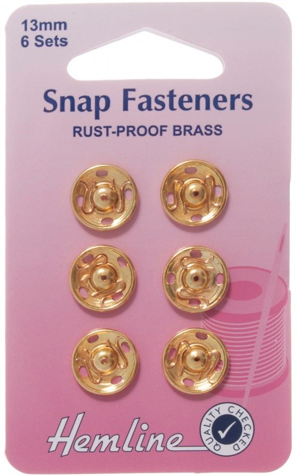 Hemline Gold Sew On Metal Snap Fasteners