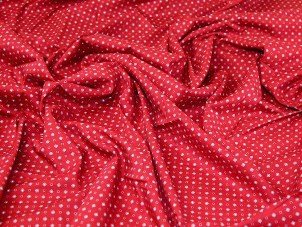 Deadstock 100% Cotton Poplin Fabric Deep Red
 
