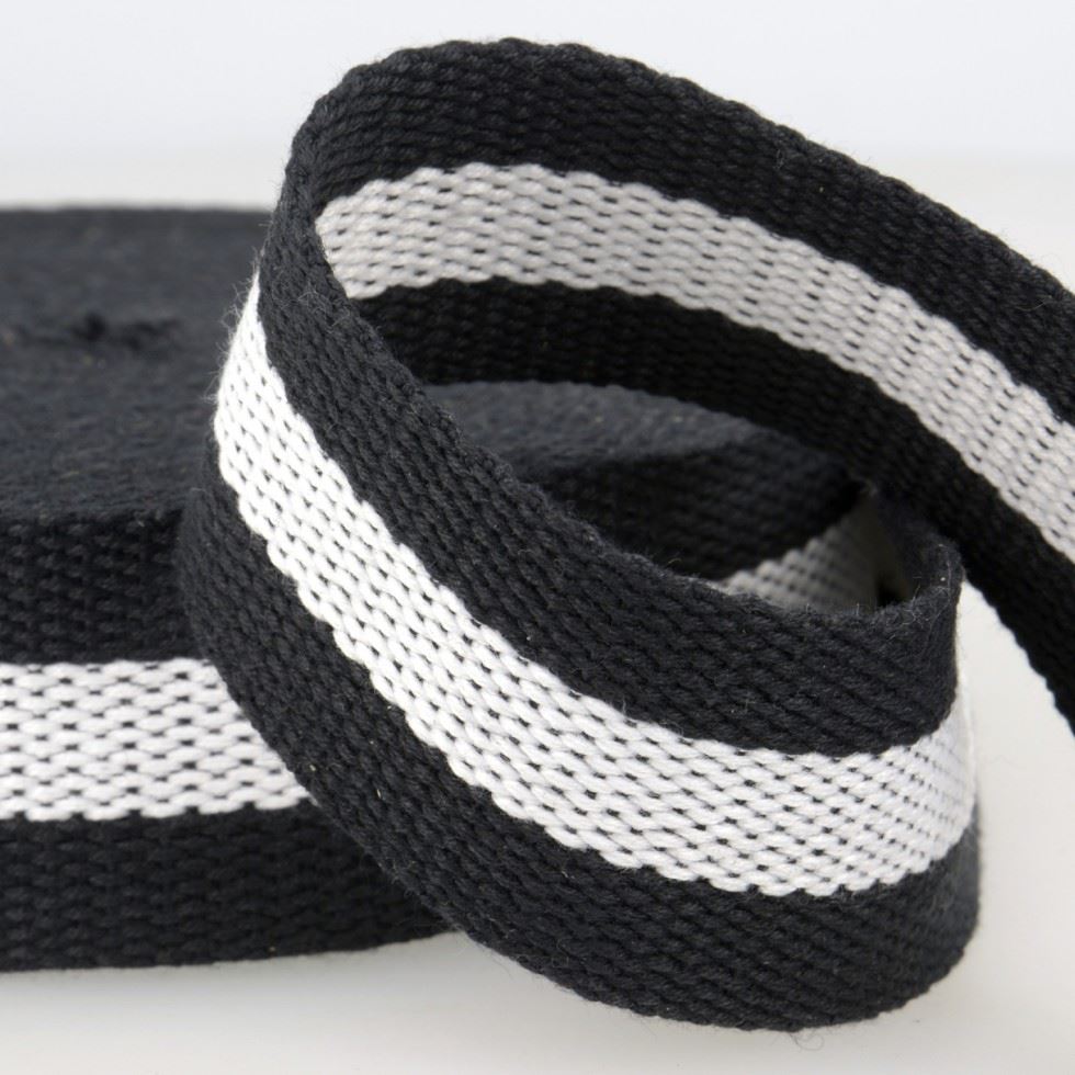 Stephanoise Two Tone Strap Webbing Black White