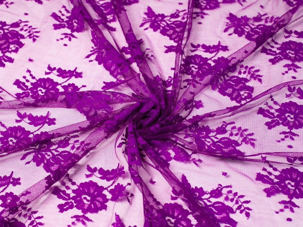 Fuchsia Deadstock Chantilly Tulle Lace Fabric
