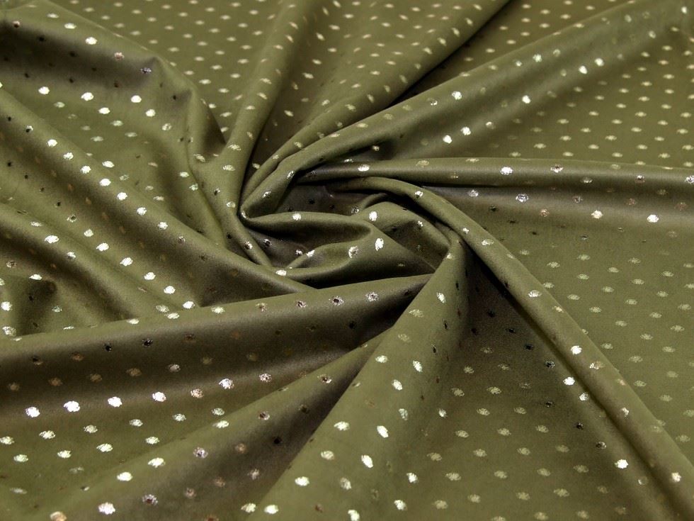 John Louden Olive Green Metallic Suede Scuba Stretch Knit Fabric