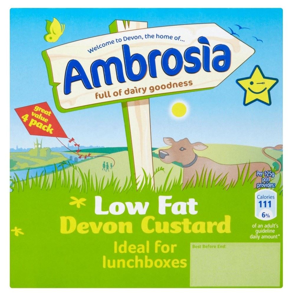 Ambrosia Low Fat Devon Custard (4x125g) - Pack of 2 for sale