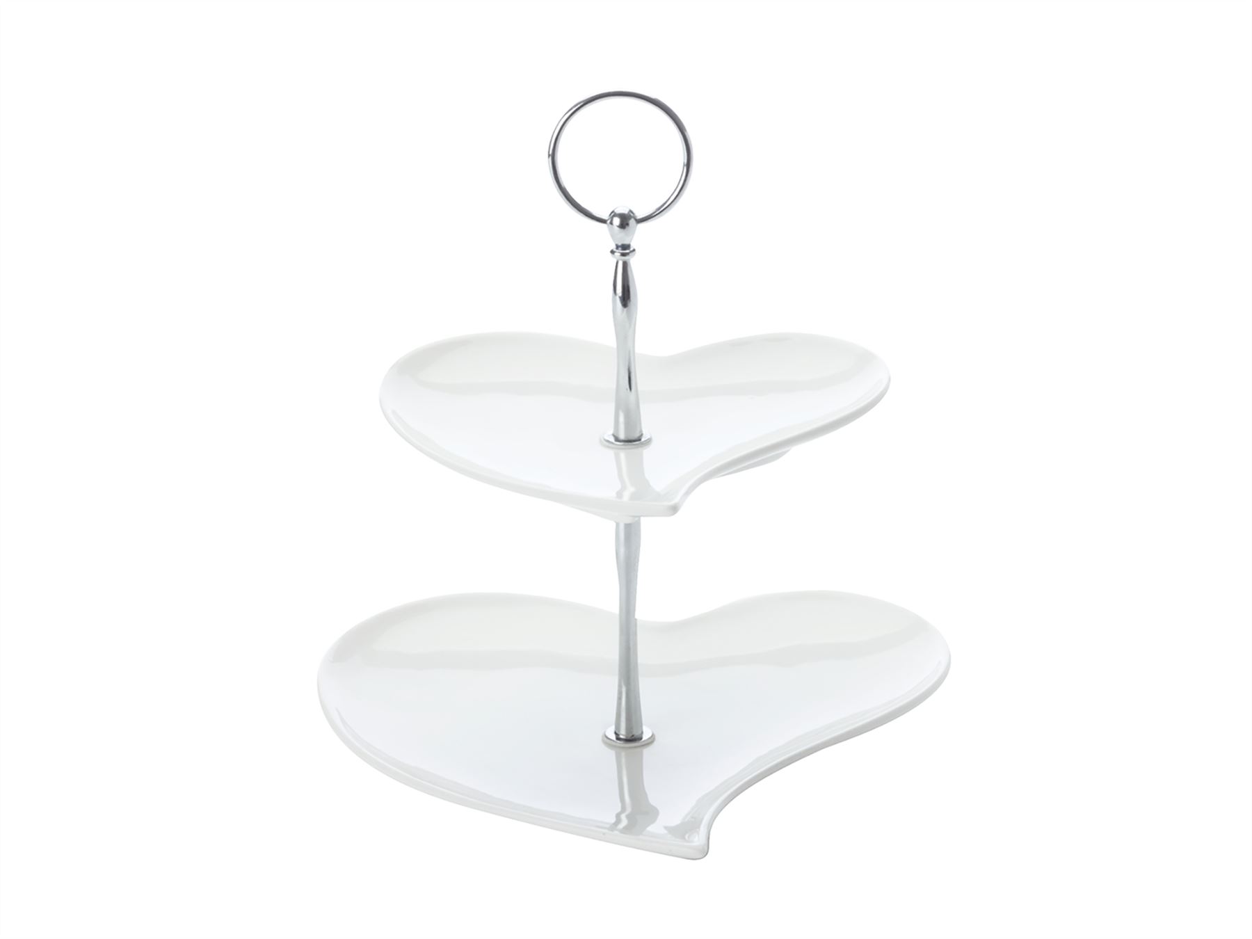 maxwell williams white basics heart 2 tier cake stand gift boxed
