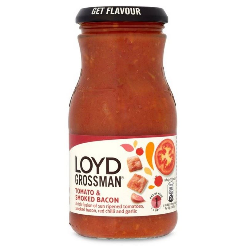 Loyd Grossman Tomato & Smoked Bacon Pasta Sauce 350g (Pack of 2) for sale