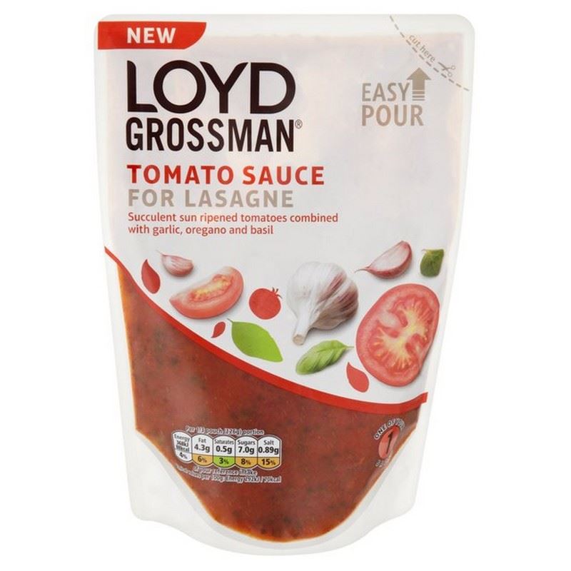 Loyd Grossman Tomato Lasagne Sauce 380g (Pack of 4) for sale