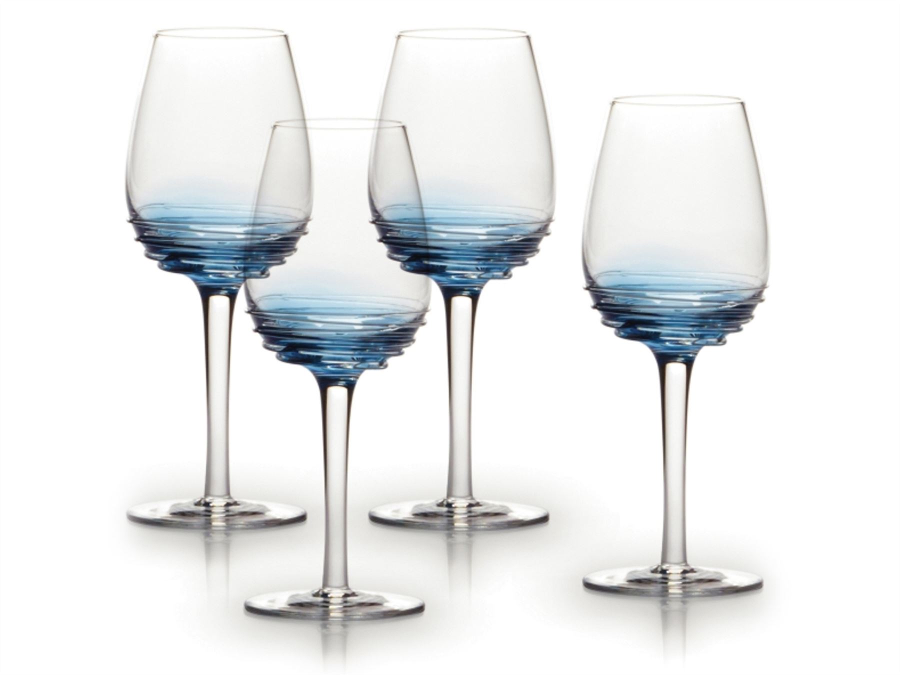 Mikasa Swirl Set Of 4 10.5Oz White Wine Glasses Cobalt 885991116110 eBay