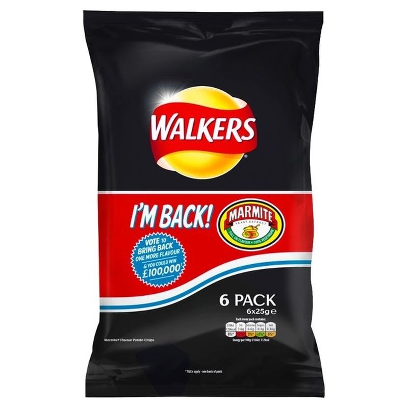 Walkers Marmite 6 Pack Crisps 6 x 25g eBay
