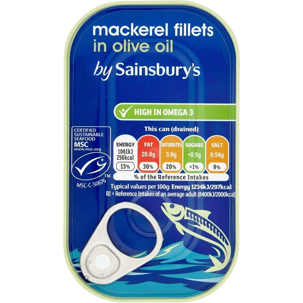 Sainsbury's Mackerel Fillets in Olive Oil 125g 721898566941 eBay