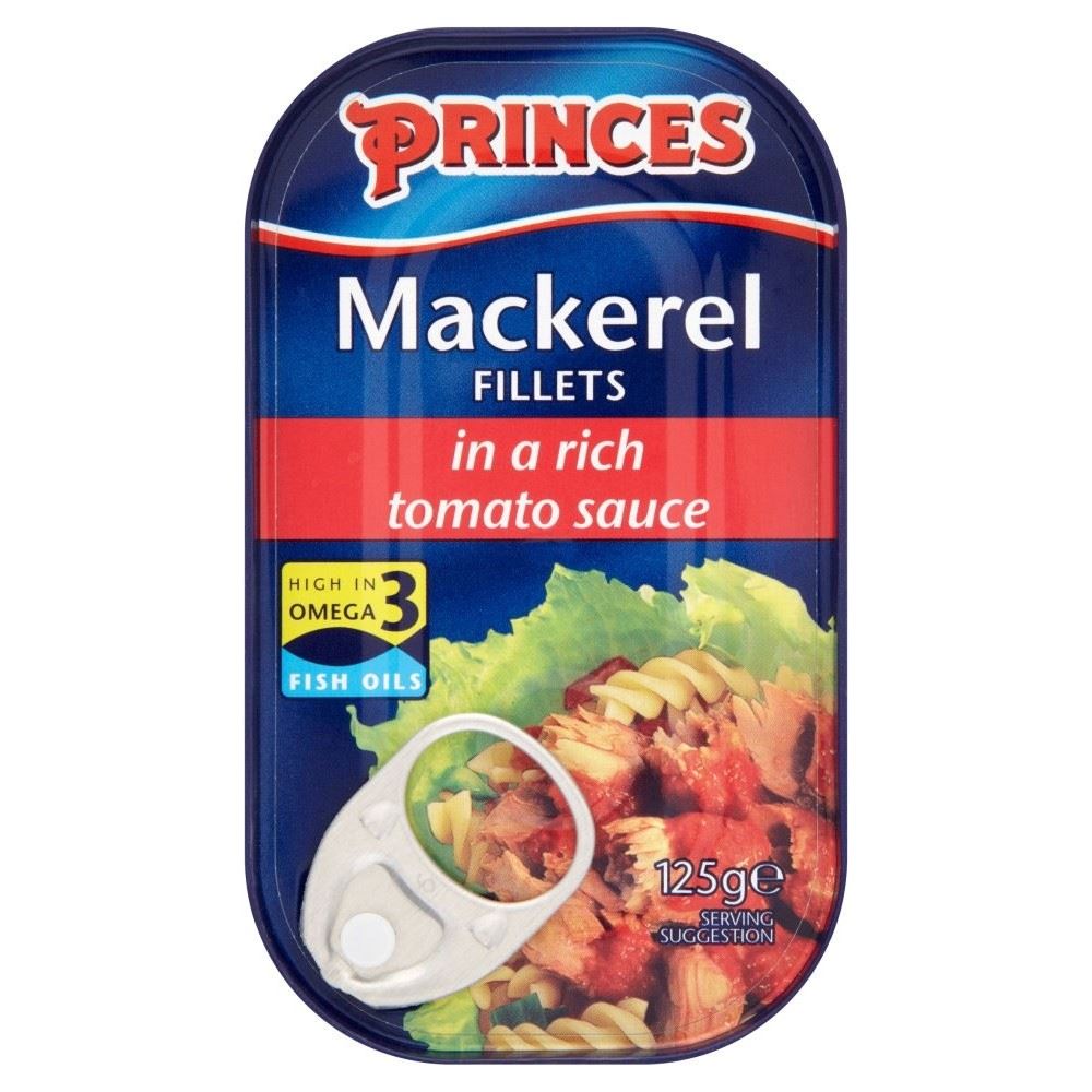 Princes Mackerel Fillets in Tomato Sauce (125g) - Pack of 6 for sale