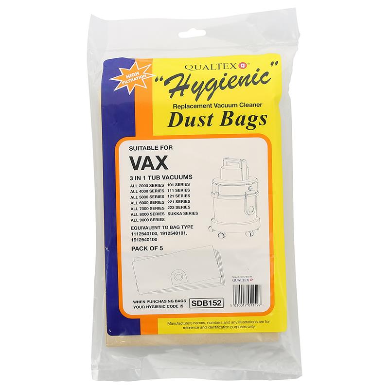 Qualtex Hygienic Paper Vacuum Bags Hoover Junior Pack of 5