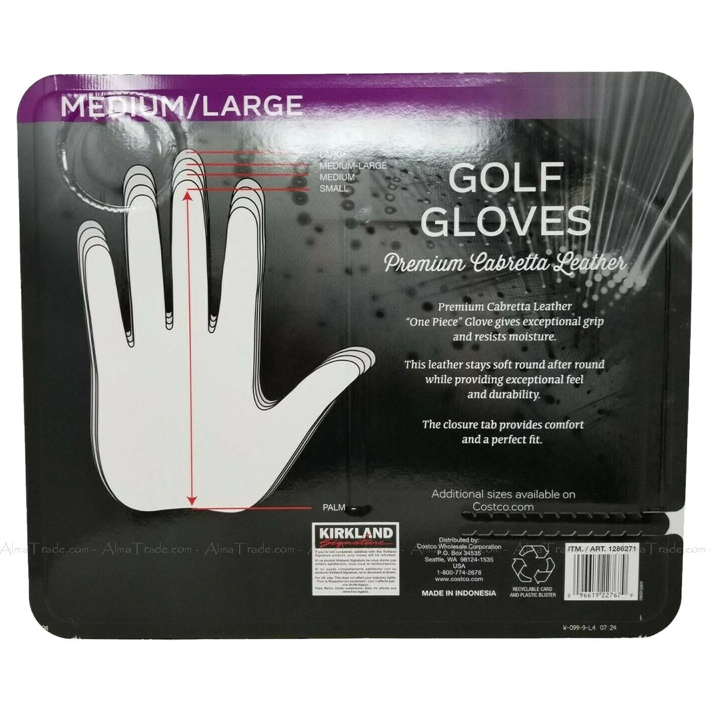 Kirkland Signature Golf Gloves Size Premium 100 Cabretta Leather Pack