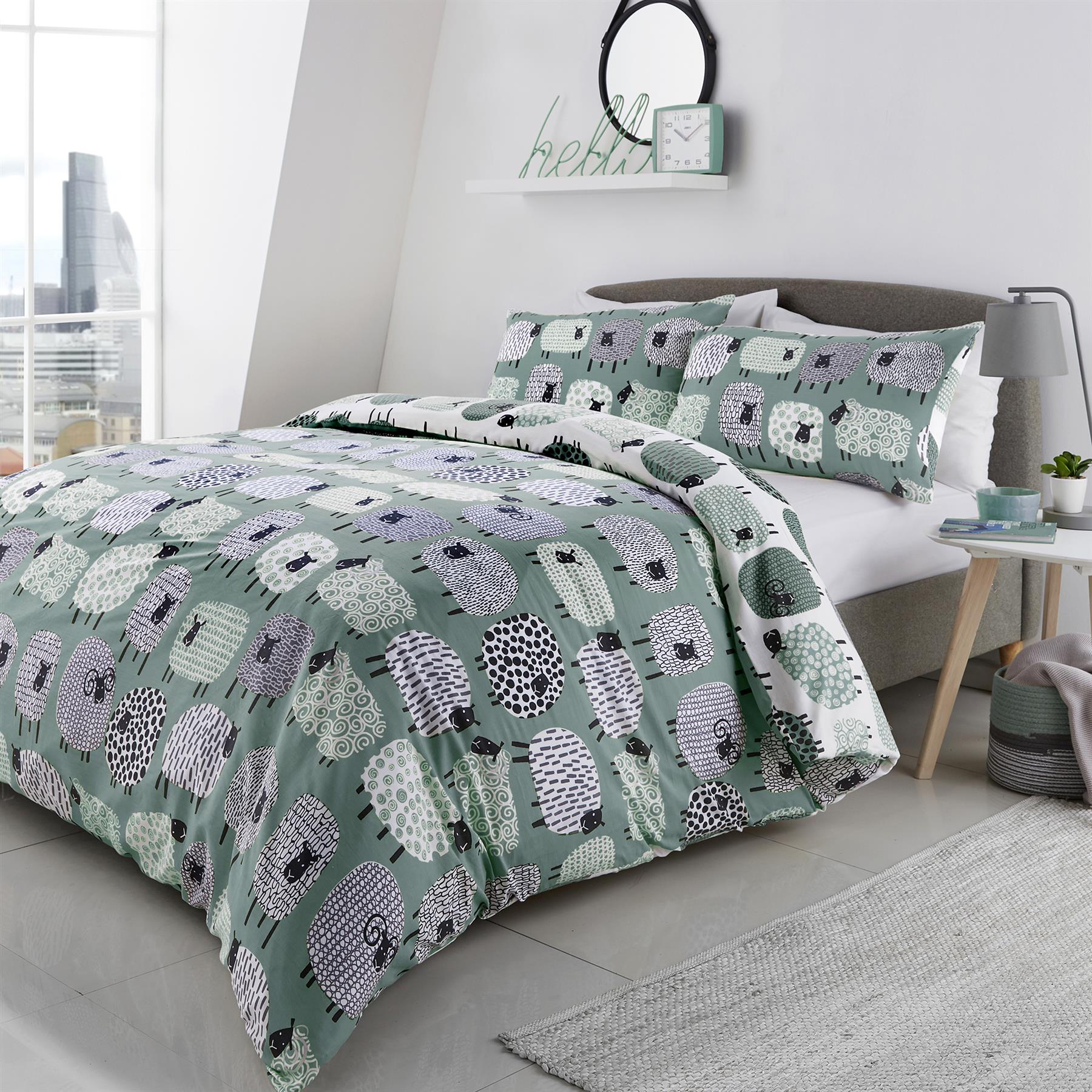 Fusion Dotty Sheep Reversible Cotton Rich Polycotton Duvet Cover Set - Imagen 7 de 16