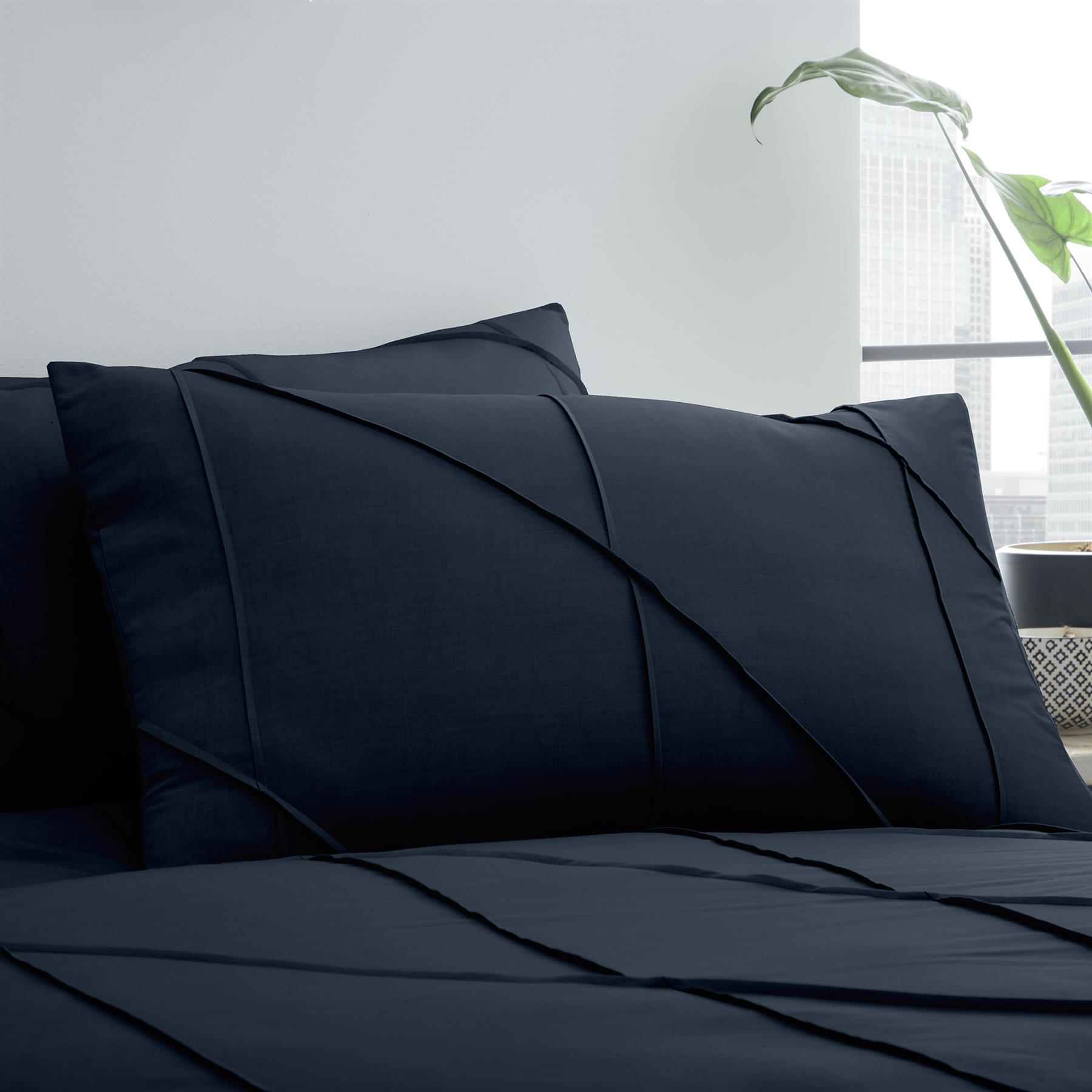 Serene Dart Cotton Rich Polycotton Duvet Cover Set in Navy Blue - Picture 4 of 4