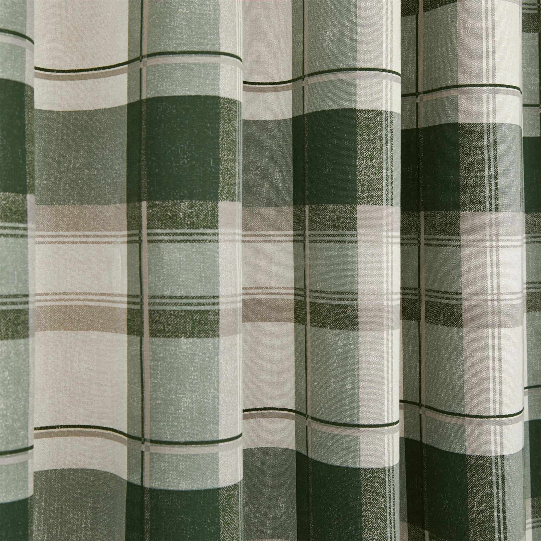 Fusion Balmoral Check 100% Cotone Coppia di Tende a Occhiello in Verde Bottiglia - Foto 9 di 9