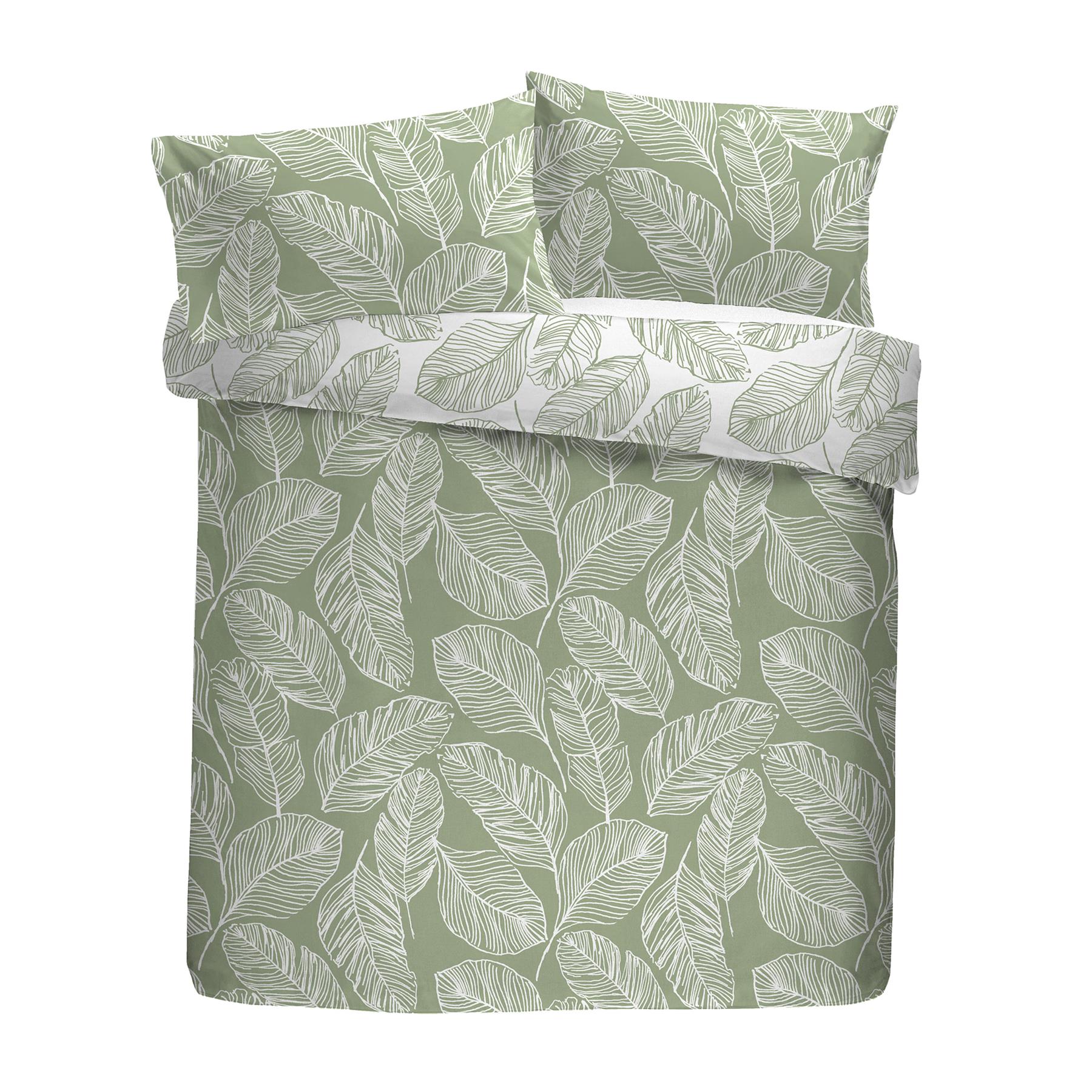 Fusion Matteo Reversible Cotton Rich Polycotton Duvet Cover Set in Green - Picture 7 of 7