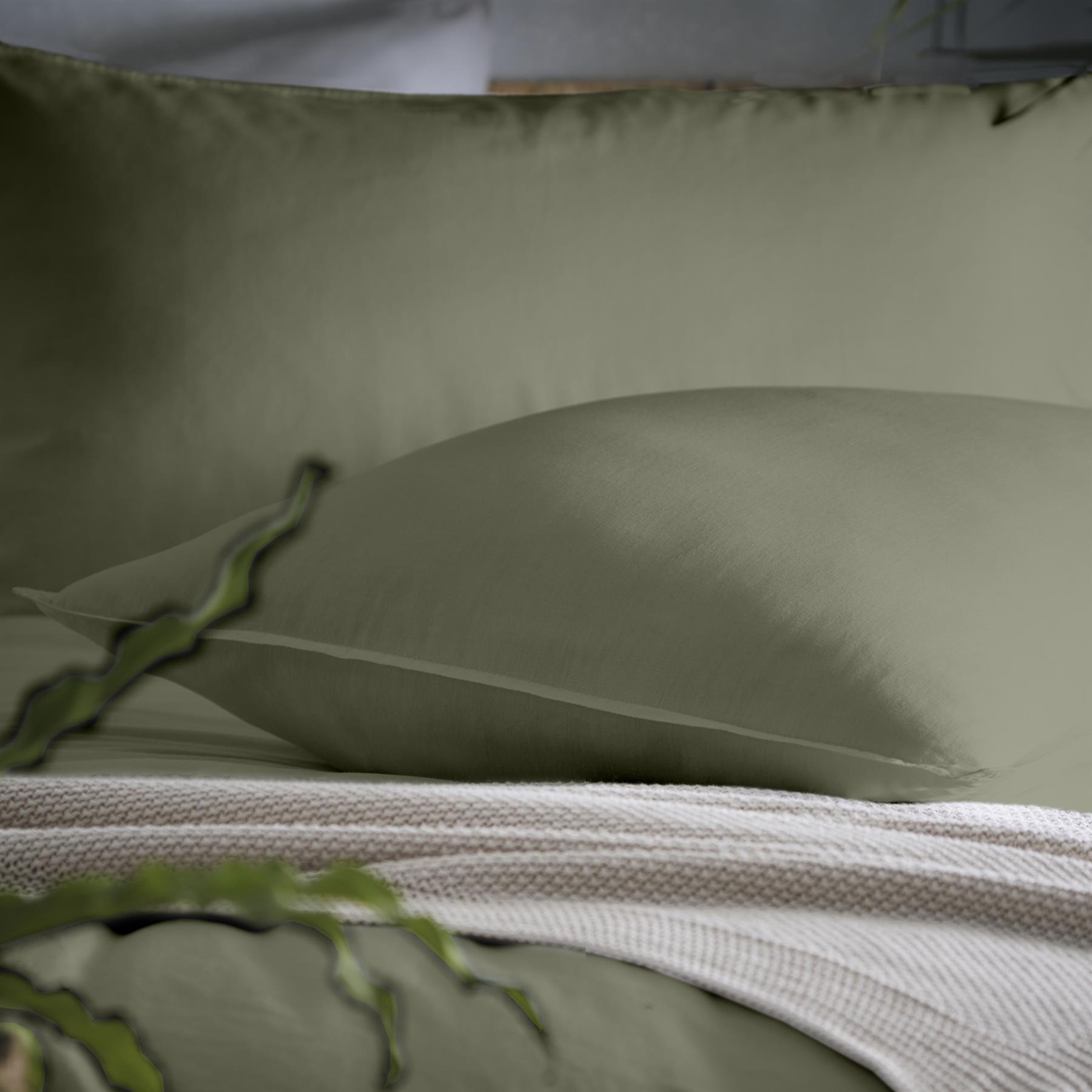 Appletree Loft Cassia 100% Cotton Duvet Cover Set in Khaki Green - Picture 5 of 7