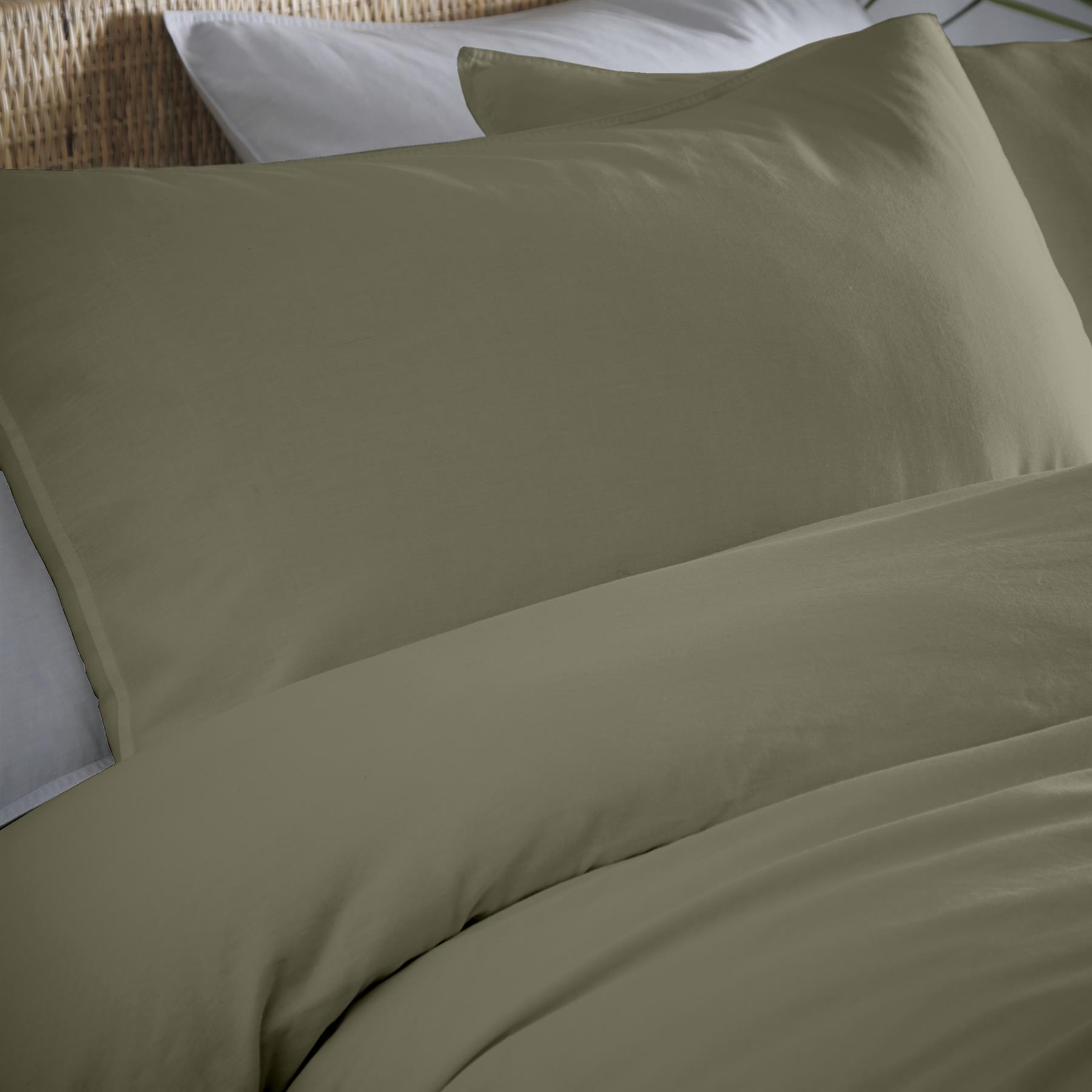 Appletree Loft Cassia 100% Cotton Duvet Cover Set in Khaki Green - Picture 6 of 7