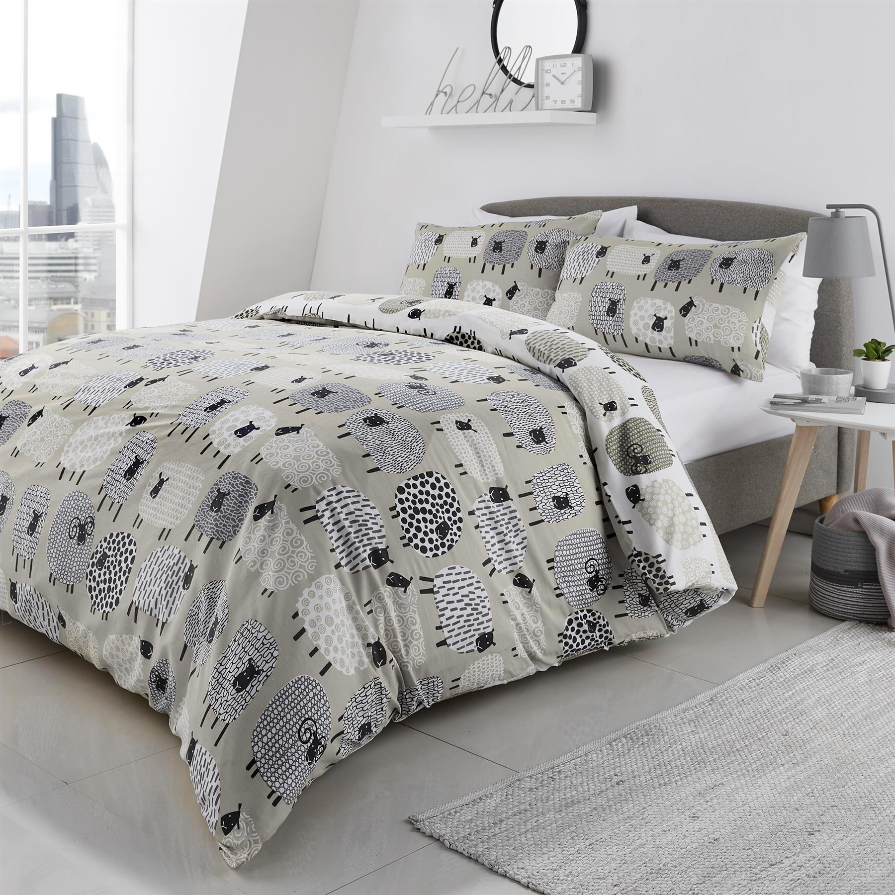 Fusion Dotty Sheep Reversible Cotton Rich Polycotton Duvet Cover Set - Imagen 12 de 16