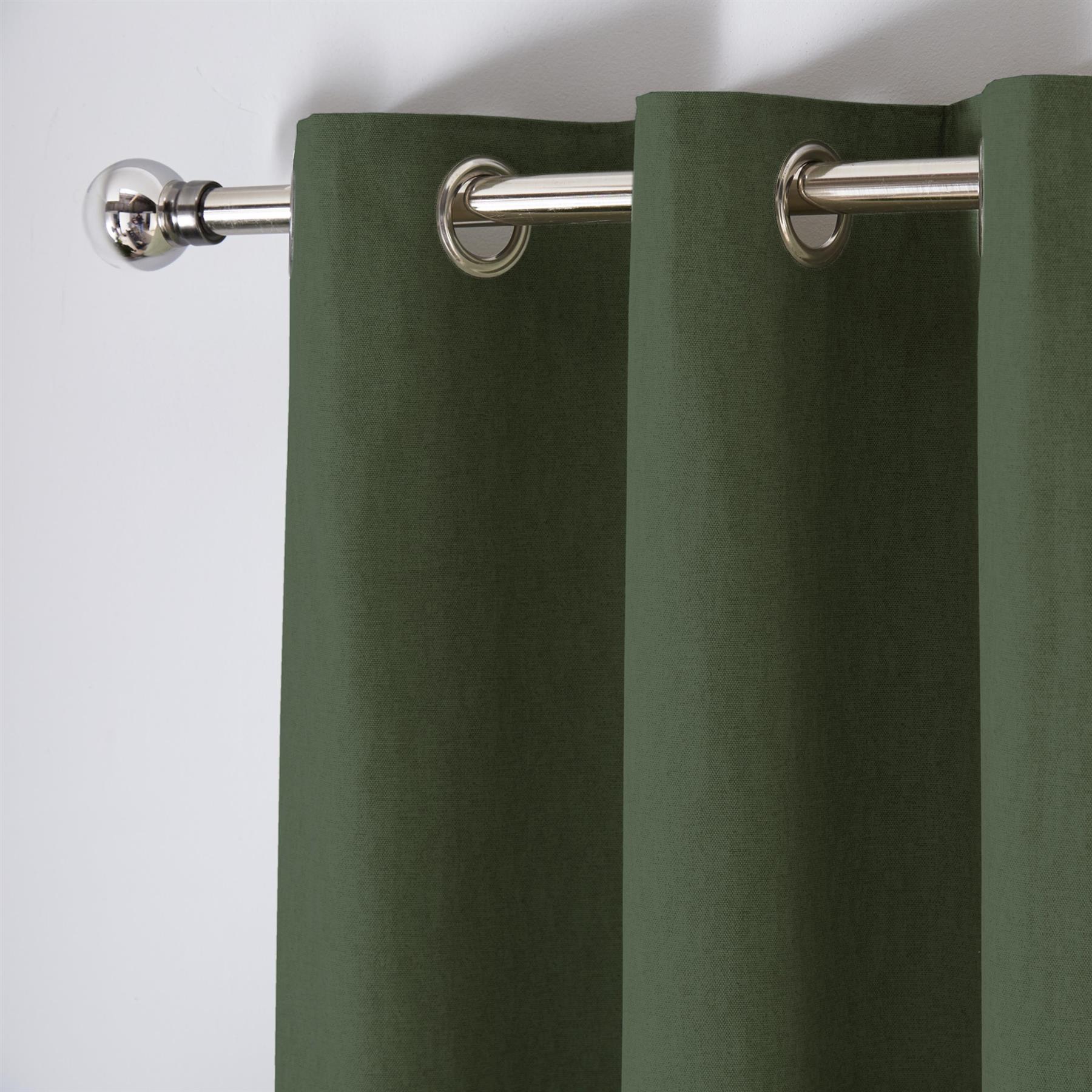 Fusion Sorbonne 100% Cotton Eyelet Curtains in Bottle Green - Picture 5 of 7