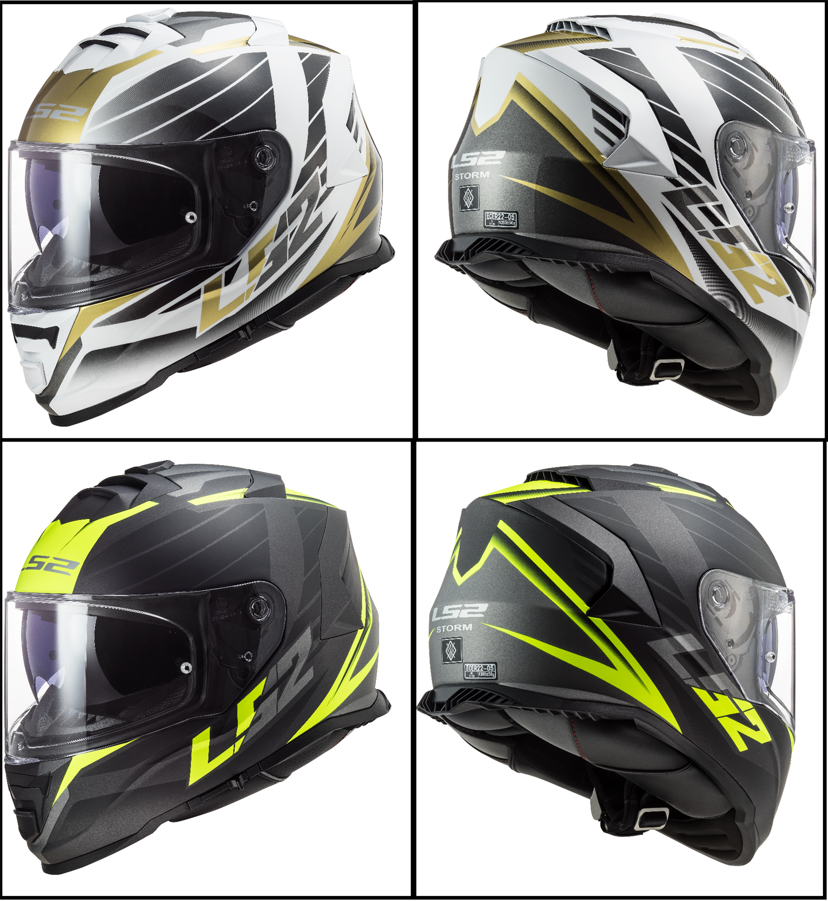 Casco moto LS2 FF800 STORM NERVE WHITE ANTIQUE GOLD Bianco//Nero//Oro XS