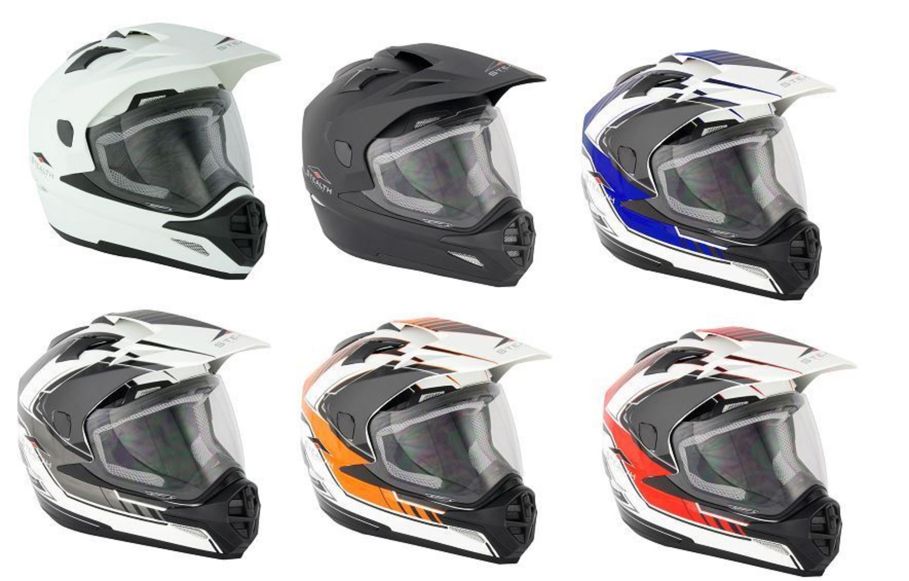 Stealth HD009 Dual Sport Adventure Motorcycle Motocross Helmet White