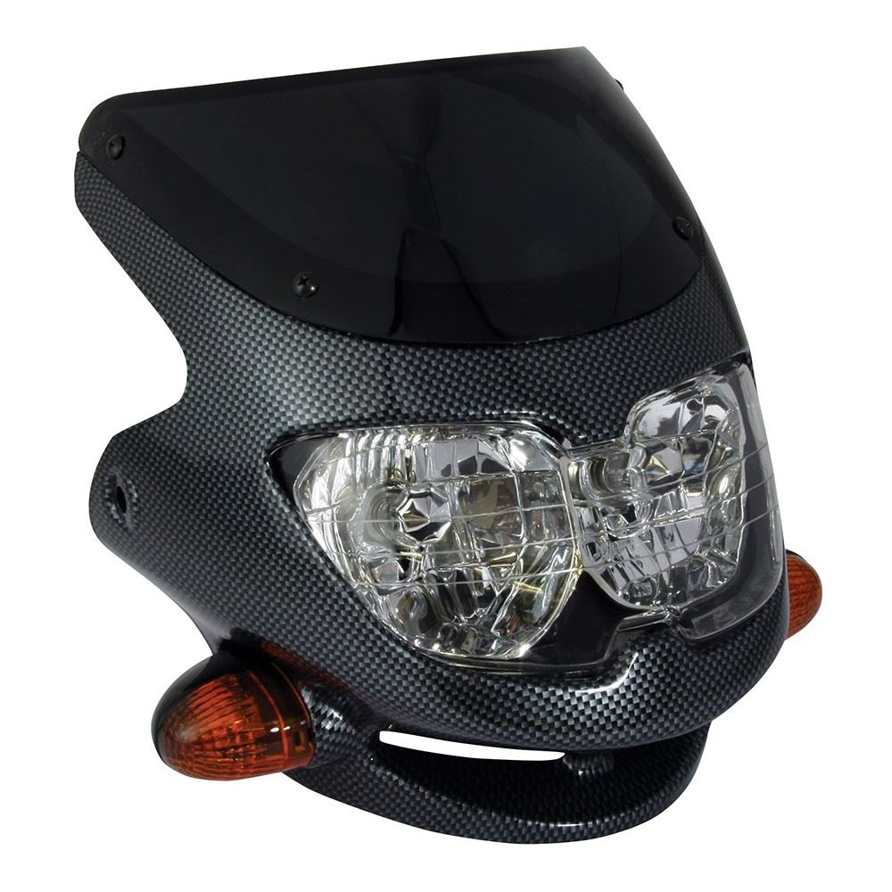 Bikeit Carbon Fairing Twin Headlight With Smoked Screen For Motorcycle