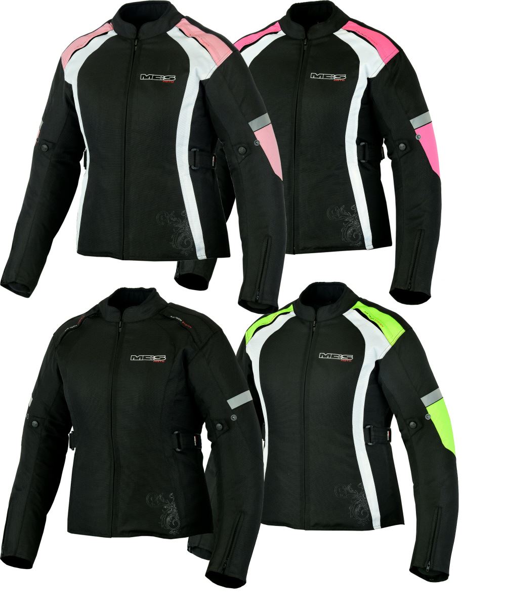 Ladies Motorcycle Motorbike Scooter Waterproof Textile Pink Safety Protective Armored Jacket