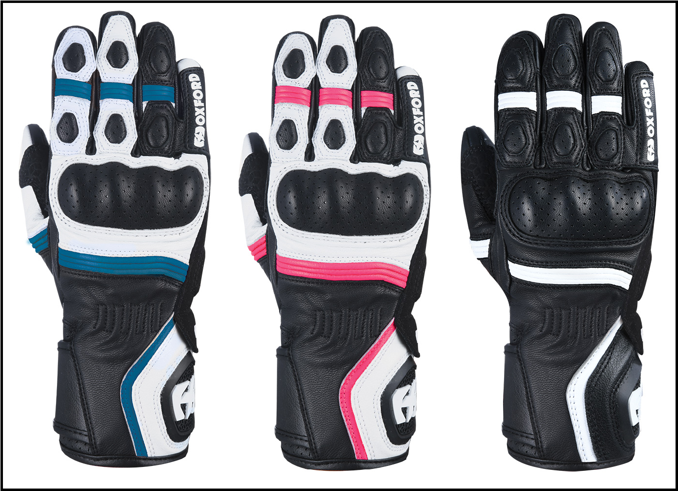 Oxford Guantes para Moto de Cuero Azul//Blanco XXL