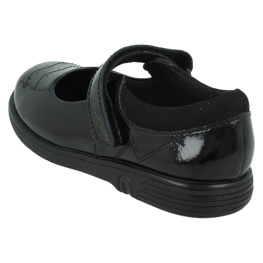 Niñas Clarks Cuero/Patente Estilo Mary Jane Zapatos Escolares "Jazzy Jig K" - Imagen 13 de 19