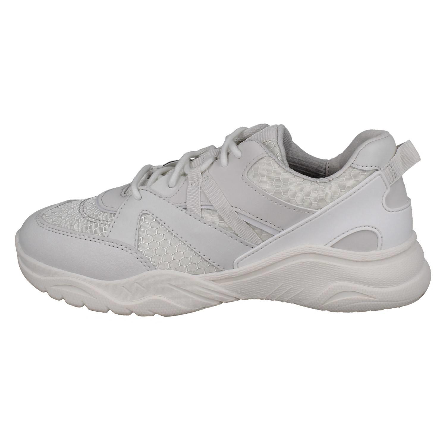 Kinder Clarks Grobe Sohle Schnürer Waschbar Weiß Netz Turnschuhe Feder Pace O - Picture 3 of 10