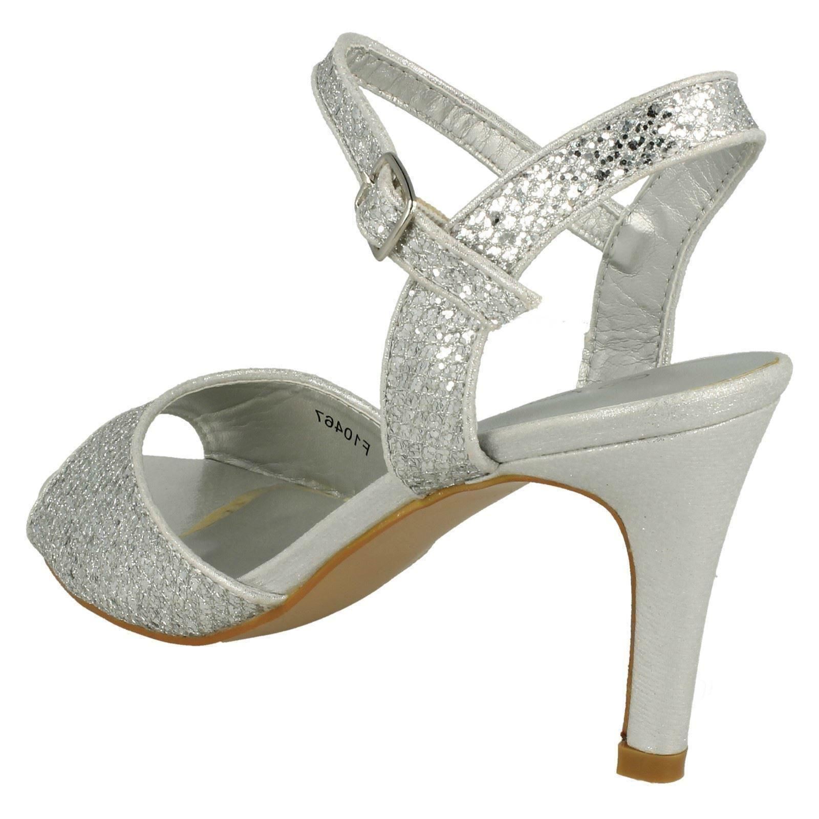 Anne Michelle Ladies Glitter Peep Toe Heels - Picture 22 of 28