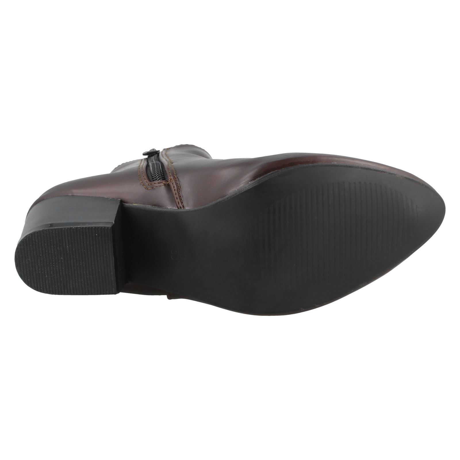 Ladies Spot On Plain Heeled Ankle Boots - Picture 27 of 28