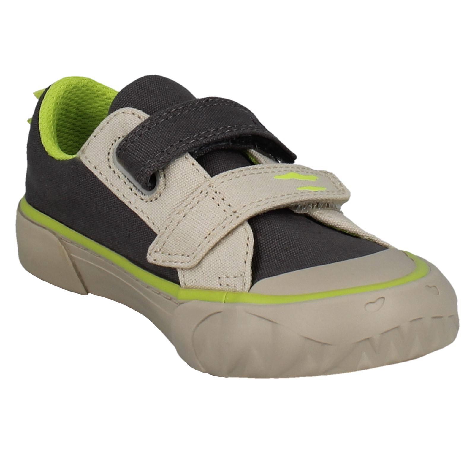 Zapatos lavables a máquina Clarks de lona Dino para niños parachoques de goma Foxing Stomp - Imagen 17 de 19