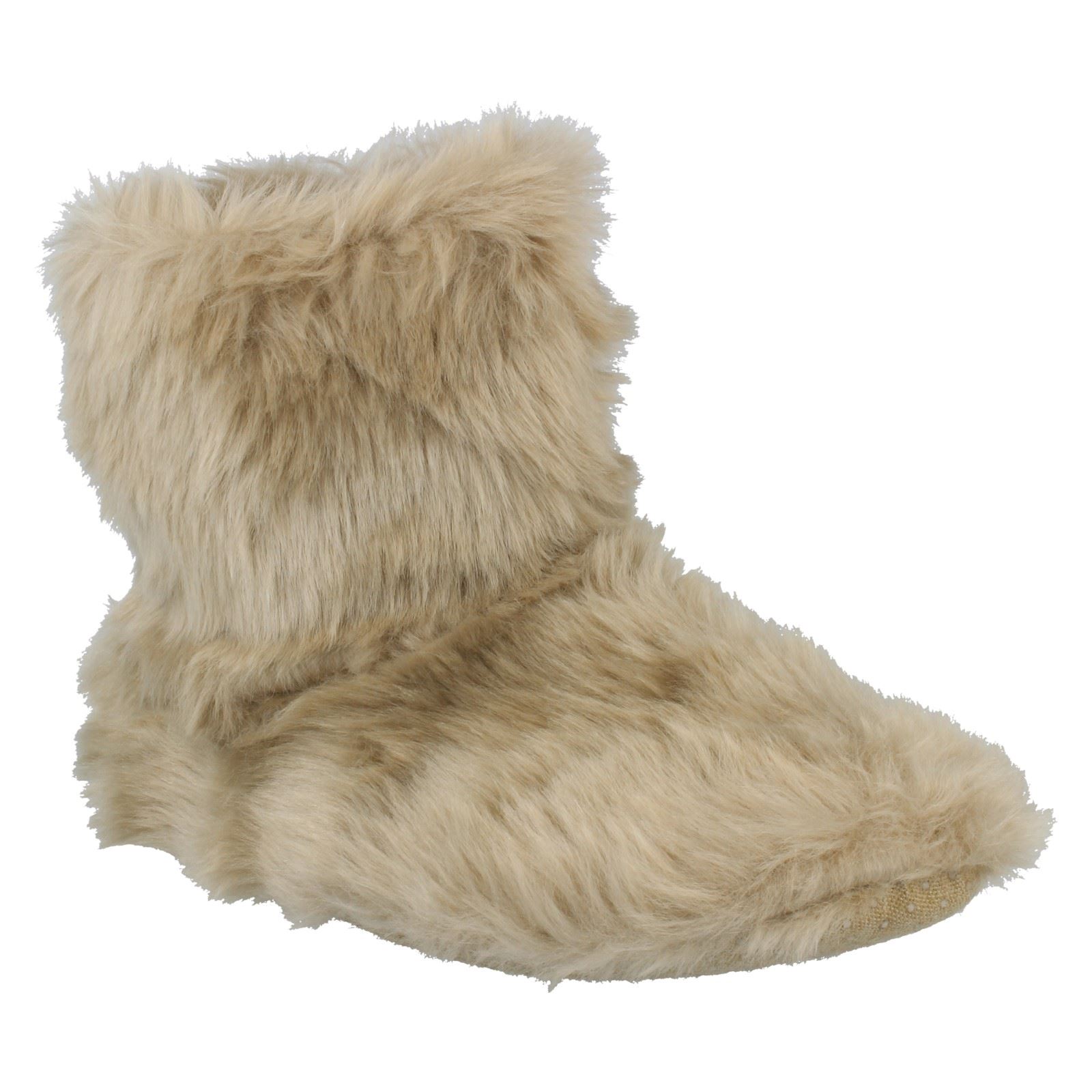 Ladies Eaze Casual Pull On Fluffy Textile Bootie Home Comfort Slippers X2R081