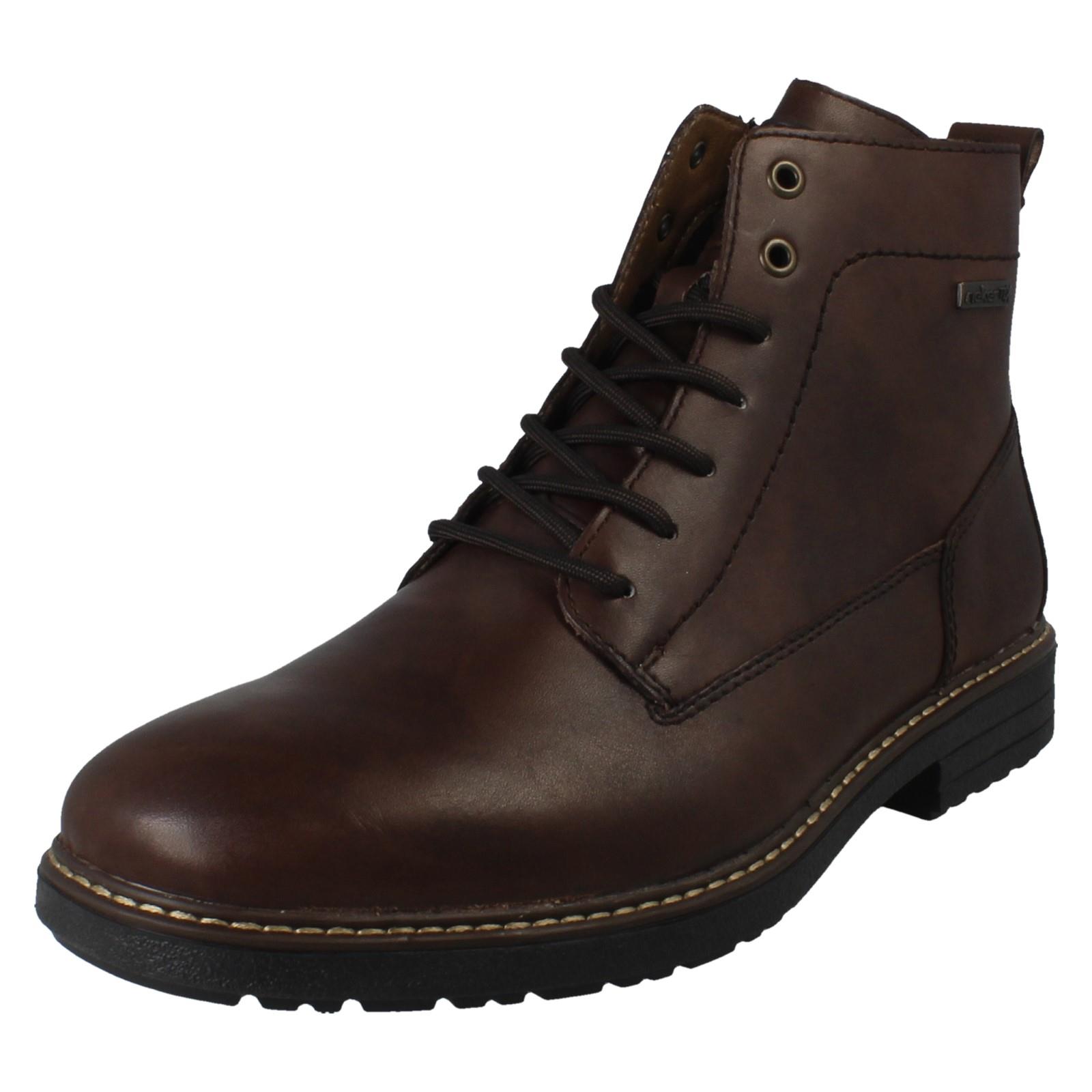Mens Rieker Combat Zip & Lace Fastening Fleece Lined R-Tex Ankle Boots *33143* - Picture 2 of 10