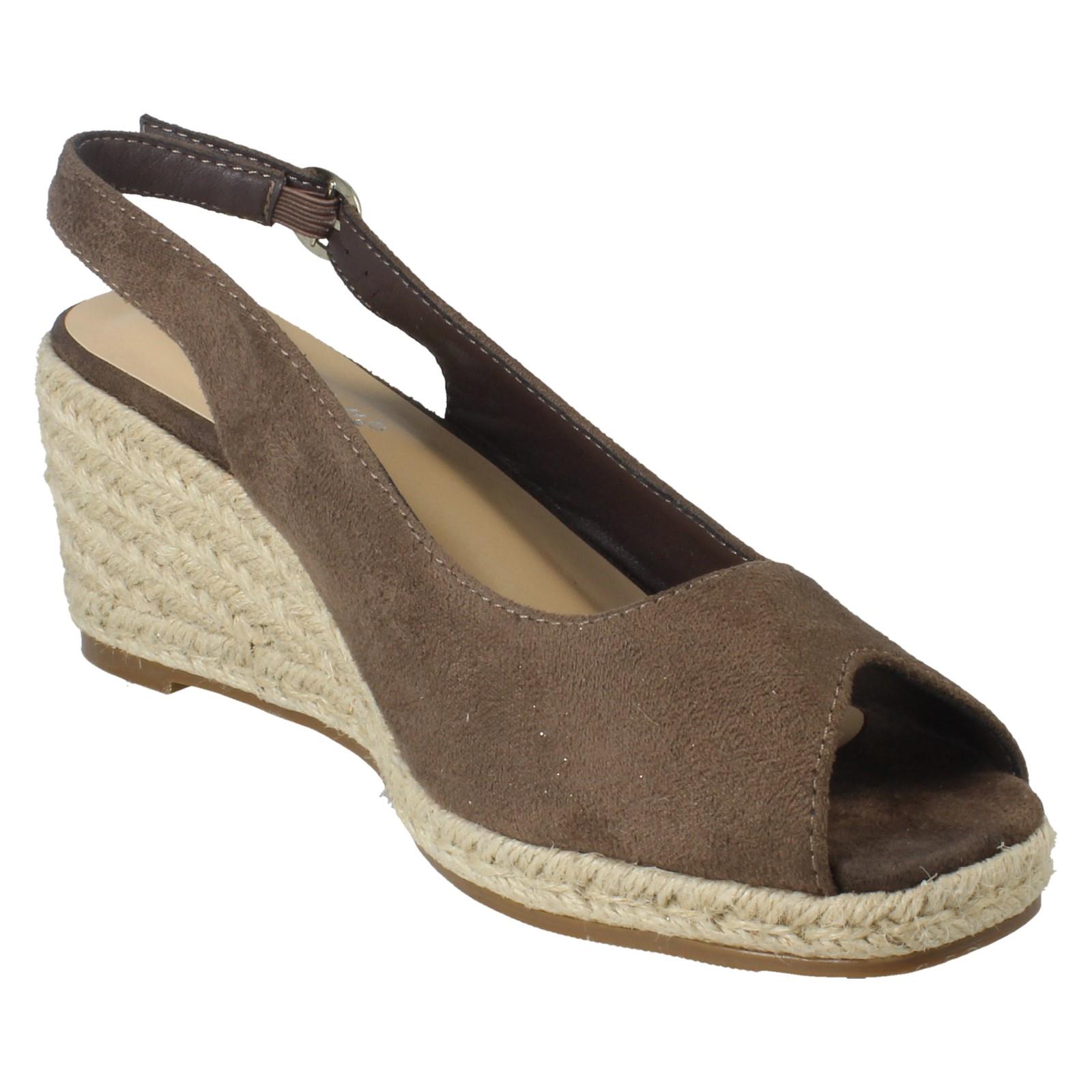 Ladies Anne Michelle Microfibre Wedge Heel Squared Toe Sandals 'F2R306' - Picture 26 of 28