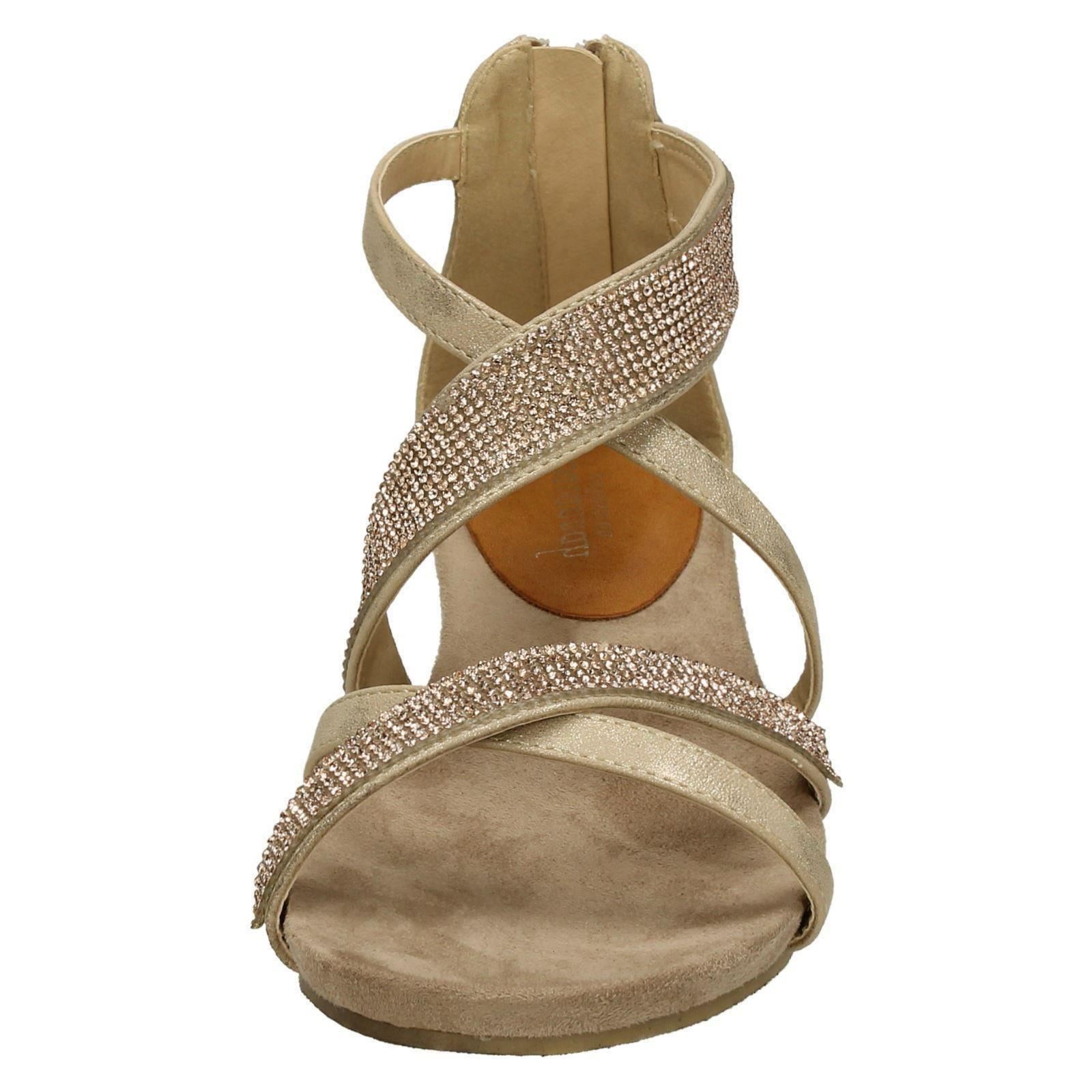 Savannah Damen-Sandalen niedriger Keilabsatz – Diamanten X-Riemen - Bild 15 von 28
