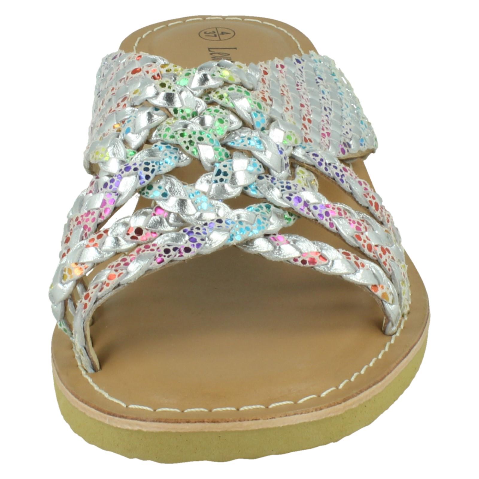 Ladies Leather Collection Low Wedge Platform Sandals F00424 - Picture 18 of 19