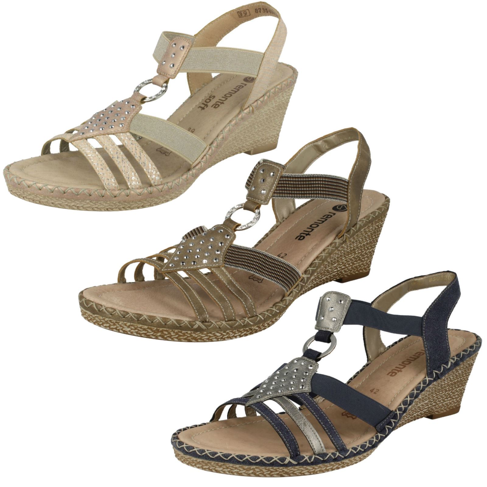 Damas Remonte Puntera Abierta Charol Charol Charol Diamante Resbalón En Sandalias Cuña Material D6768 f21c5a Damas Remonte Puntera Abierta Charol Charol Charol Diamante Resbalón En Sandalias Cuña Material D6768 f21c5a
