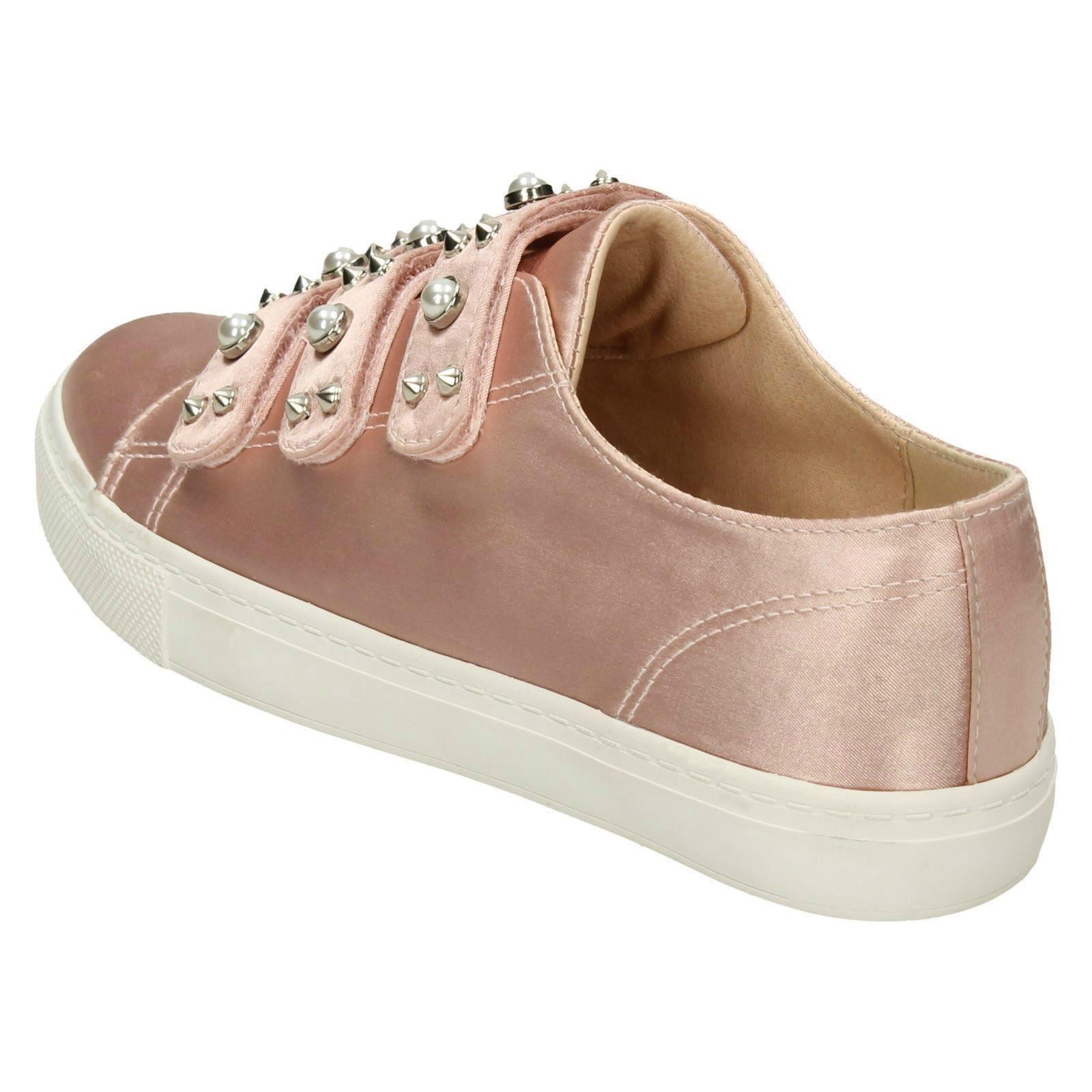 Ladies Spot On Pearl - Strap Trainers F8R0359 - Picture 26 of 28