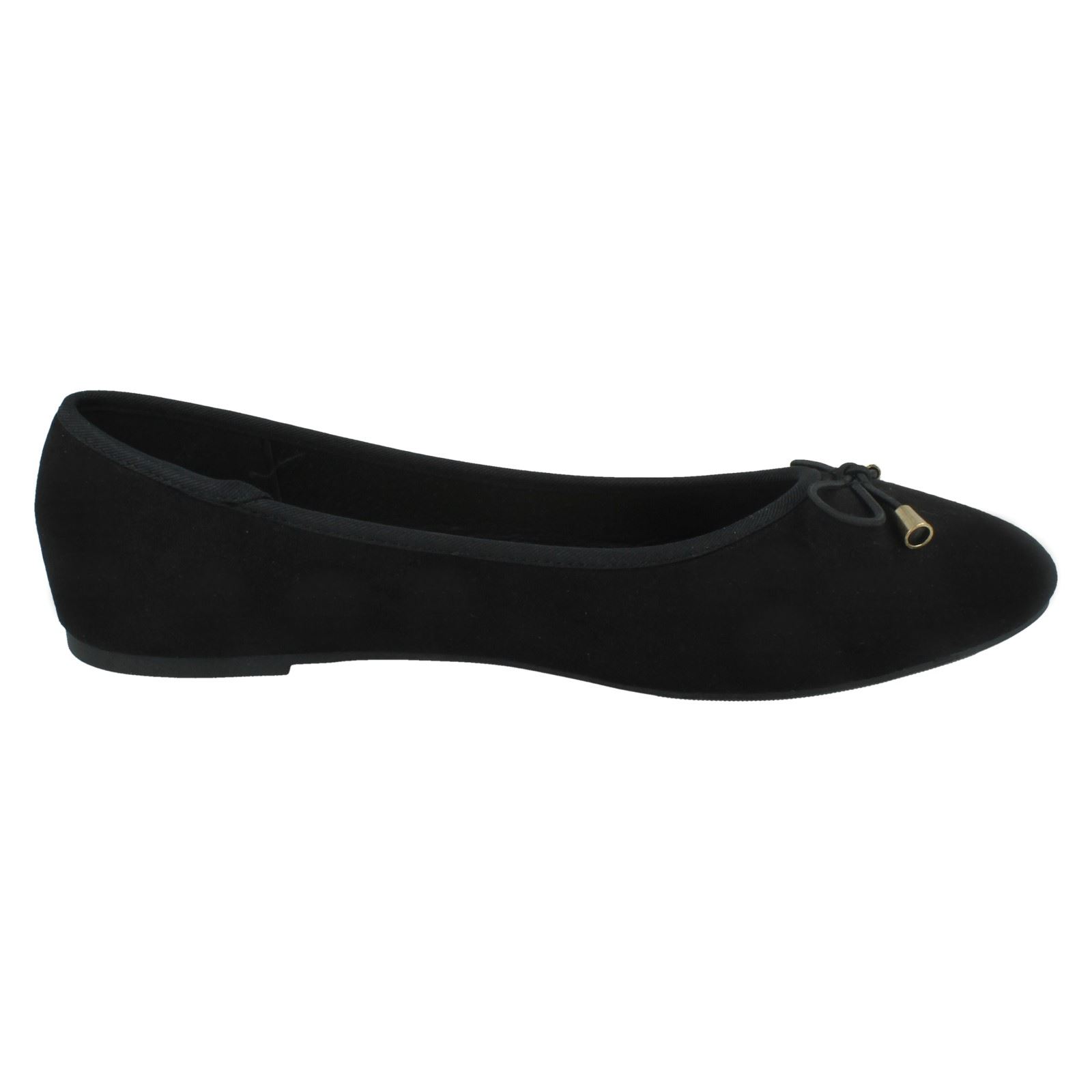 Ladies Spot On Bow Trim Ballerina Shoes - Picture 18 of 37