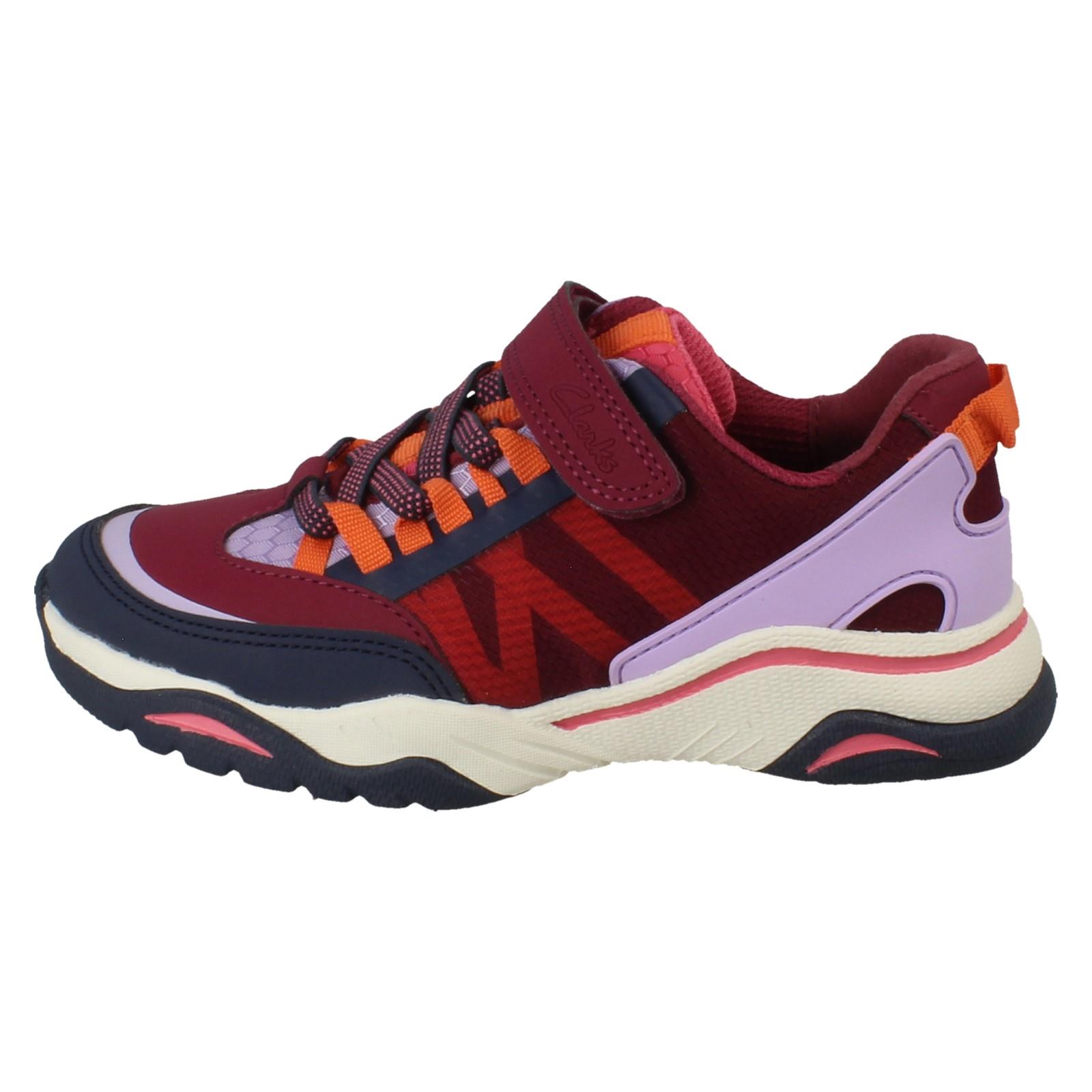 Kids Clarks Vegan Colour-Pop Machine Washable Sports Trainers *Feather Track* - Picture 3 of 37