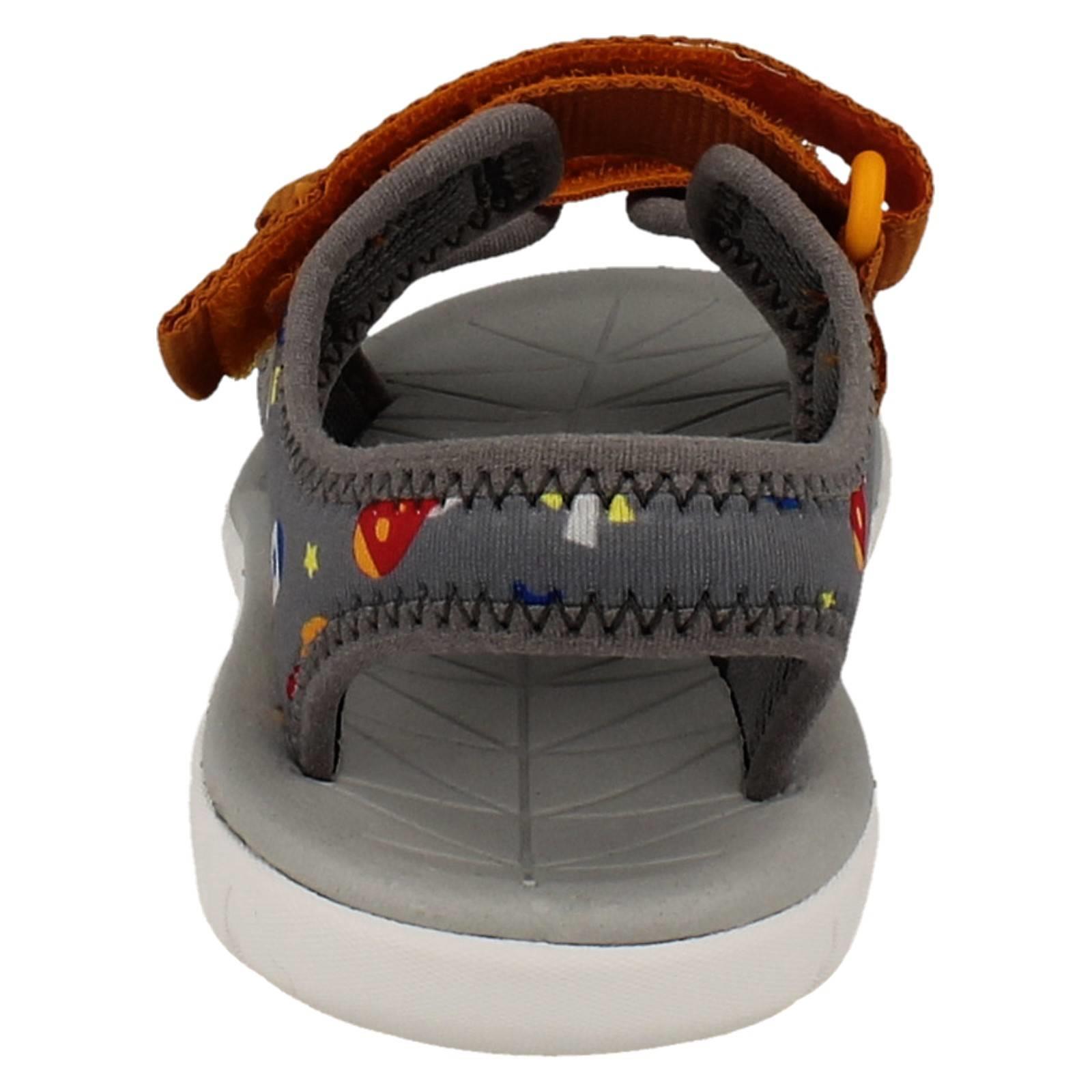 Kids Clarks Pattern Detailed Adjustable Sandals Surfing Tide T - Picture 5 of 37