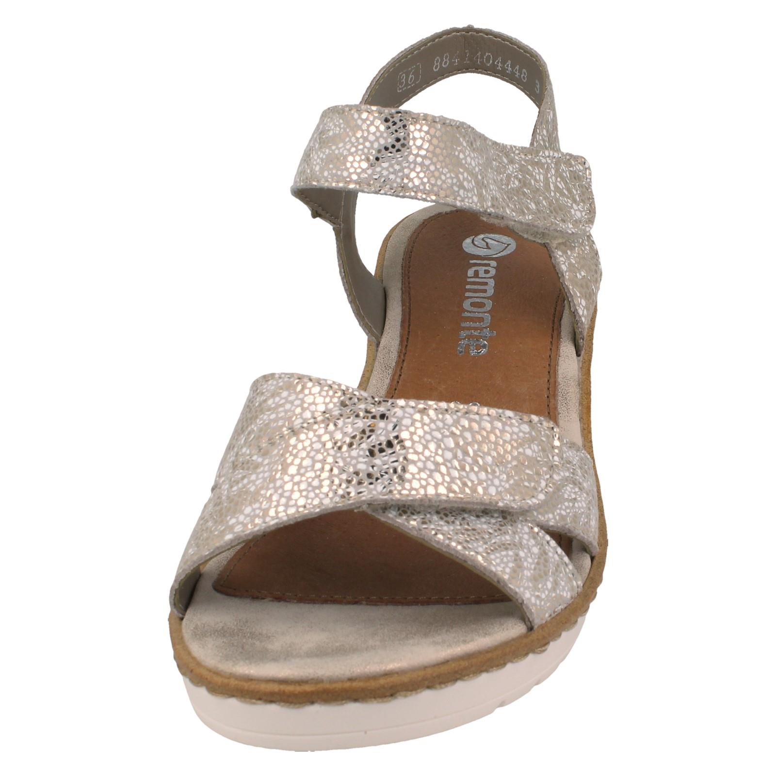 Damen Remonte Metallic Leder Riemchen Keilabsatz Sommer Sandalen "R6252" - Bild 9 von 10