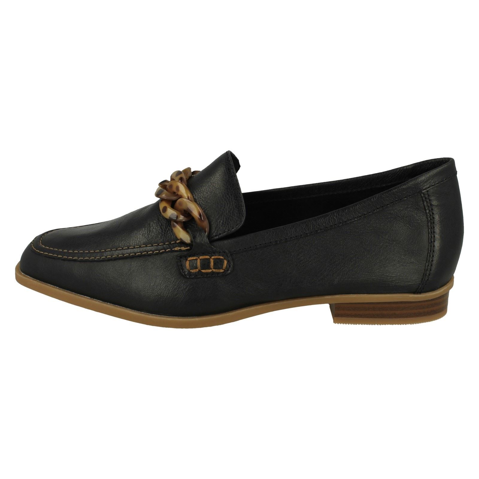 Mujer Clarks Cuero Suave Punta Cuadrada Mocasines Estilo Smart Zapatos: Sarafyna - Picture 3 of 55