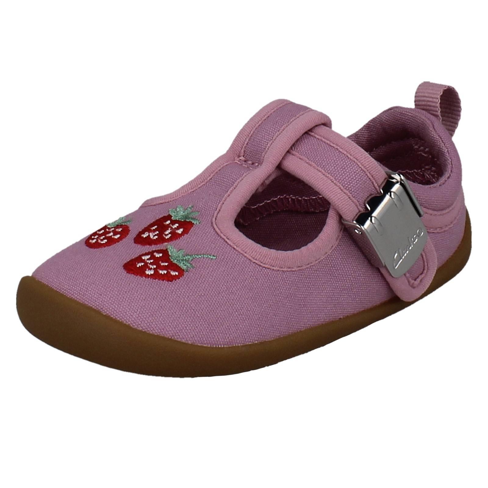 Girls Clarks Canvas Pre Walker Buckle T-Bars Machine Washable, Roamer Grow - Picture 2 of 10
